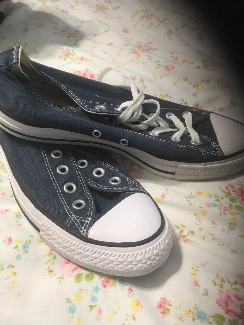 Women’s Navy Canvas Athletic Sneakers - Low Top Lace-Up